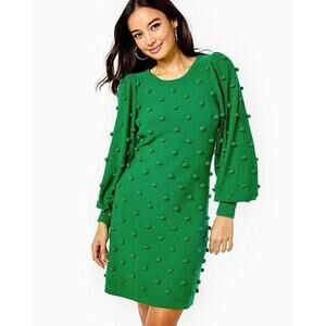 Lilly Pulitzer Kippa Sweater Dress Fern Gully Green Textured Knit Sz M NWT